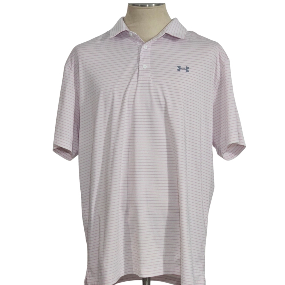 Under Armour Men's Pink Striped Polo Shirt XXL